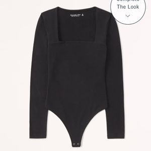 Abercrombie - Long-Sleeve Cotton Seamless Fabric Squareneck Bodysuit